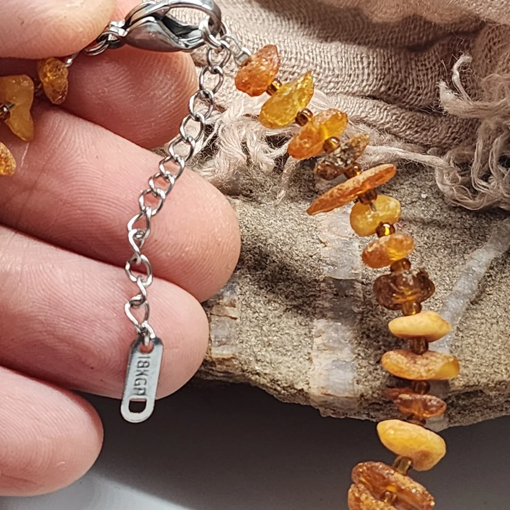 Minimalist Hypoallergenic Bracelet Amber Jewelry Stone Genuine Honey Raw Nugget